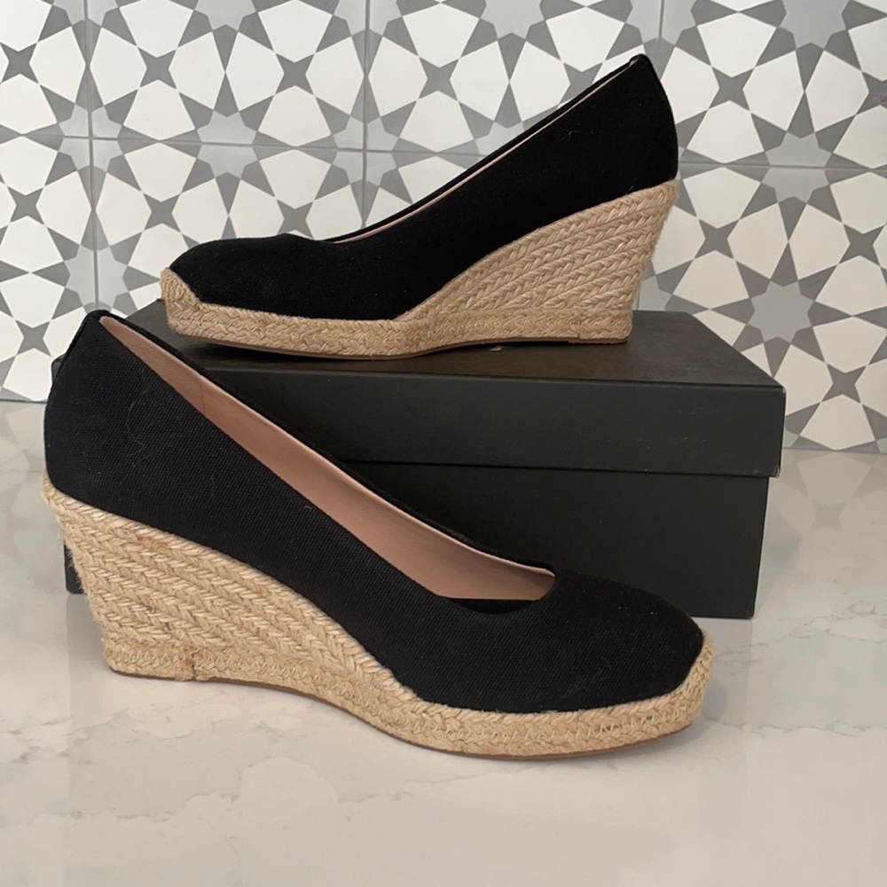 J. Crew Seville Black Canvas Espadrille Wedge